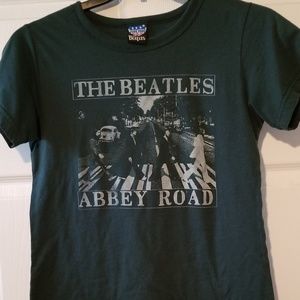 Dark Green Junk Food Beatles Abbey Road Tshirt